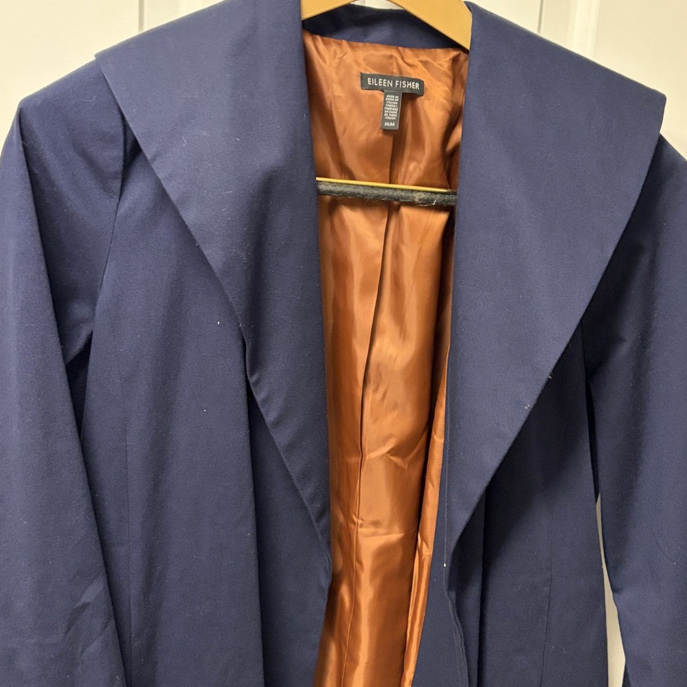 Eileen Fisher Deep Blue Coat with Warm Orange Lining